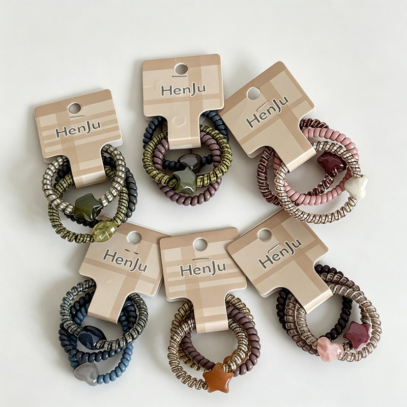 Star Heart Telephone Wire Hair Ties