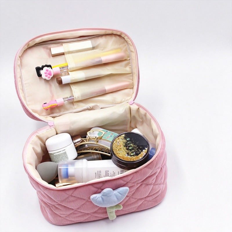 Corduroy Quilted Cosmetic Bag