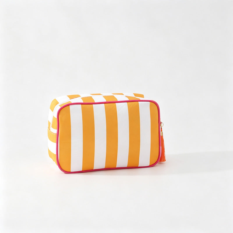 Striped Zipper Travel Cosmetic Pouch