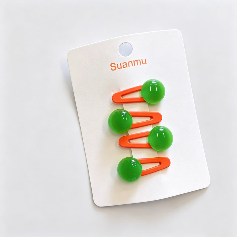 Bright Candy Bead BB Snap Hair Clips