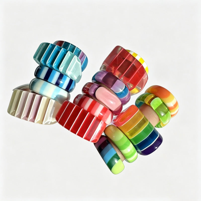 Rainbow Stripe Resin Ring