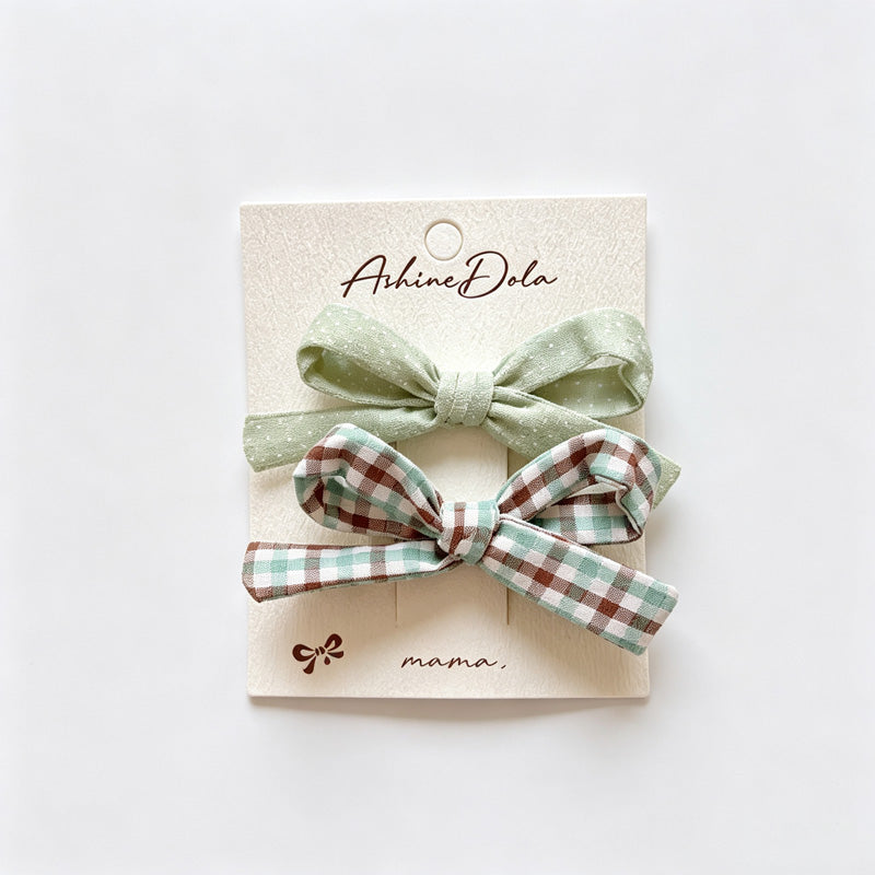 Plaid Bow Fabric Hair Clips