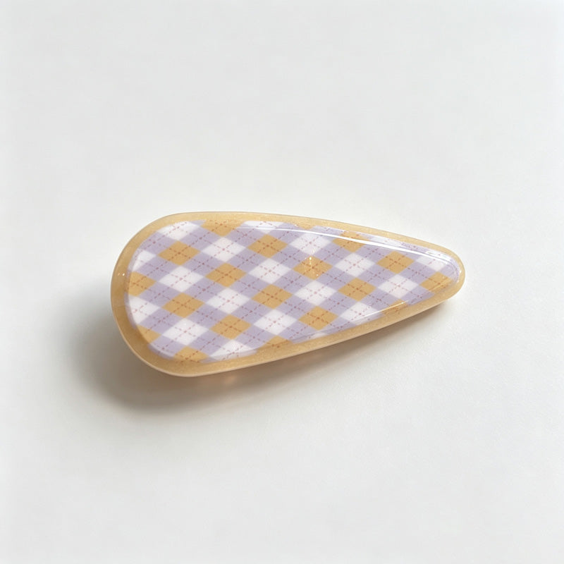 Argyle Print Fan Shape Hair Claw