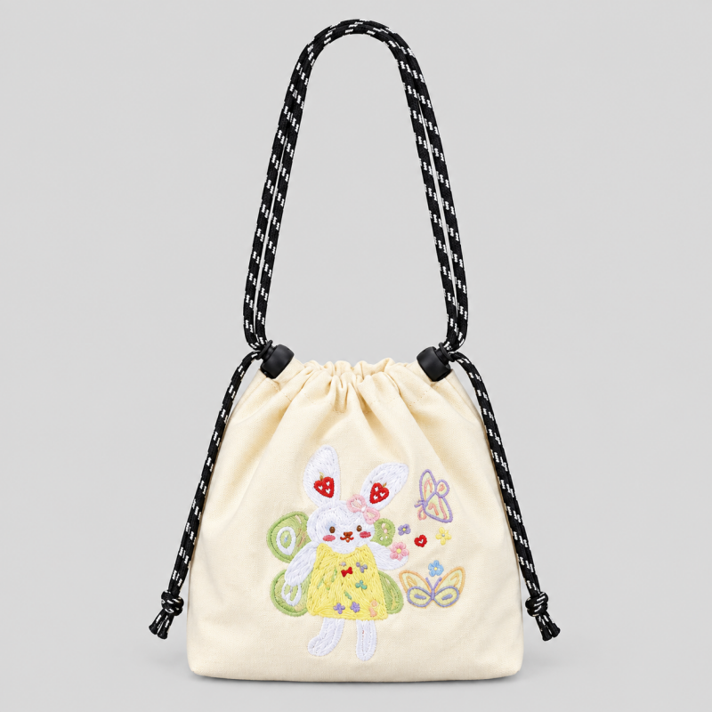 Nylon Print Drawstring Crossbody Bag