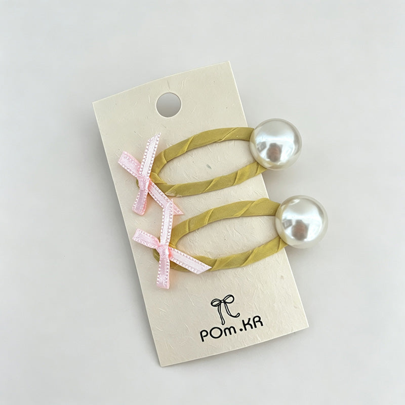 Faux Pearl Bow Decor Hair Clips