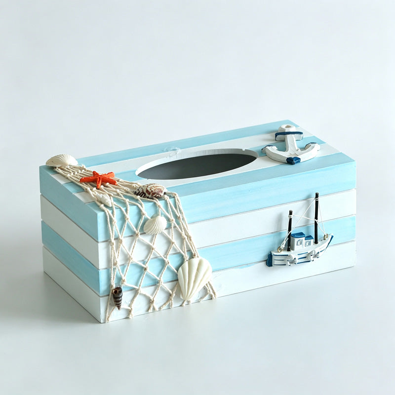 Ocean Themed Wooden Tissue Box