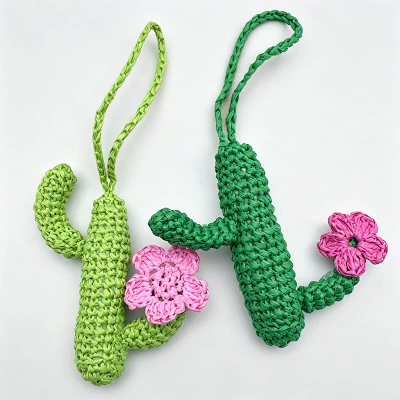 Woven Cactus Keychain Bag Char - Shopdayla Wholesale - #4386