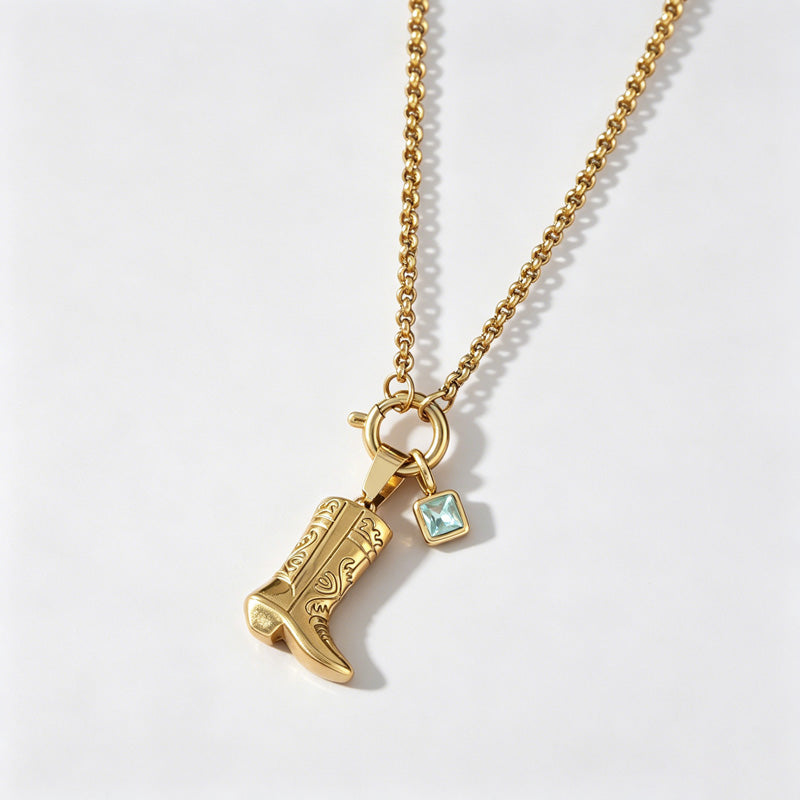 Cowboy Boot Pendant Necklace