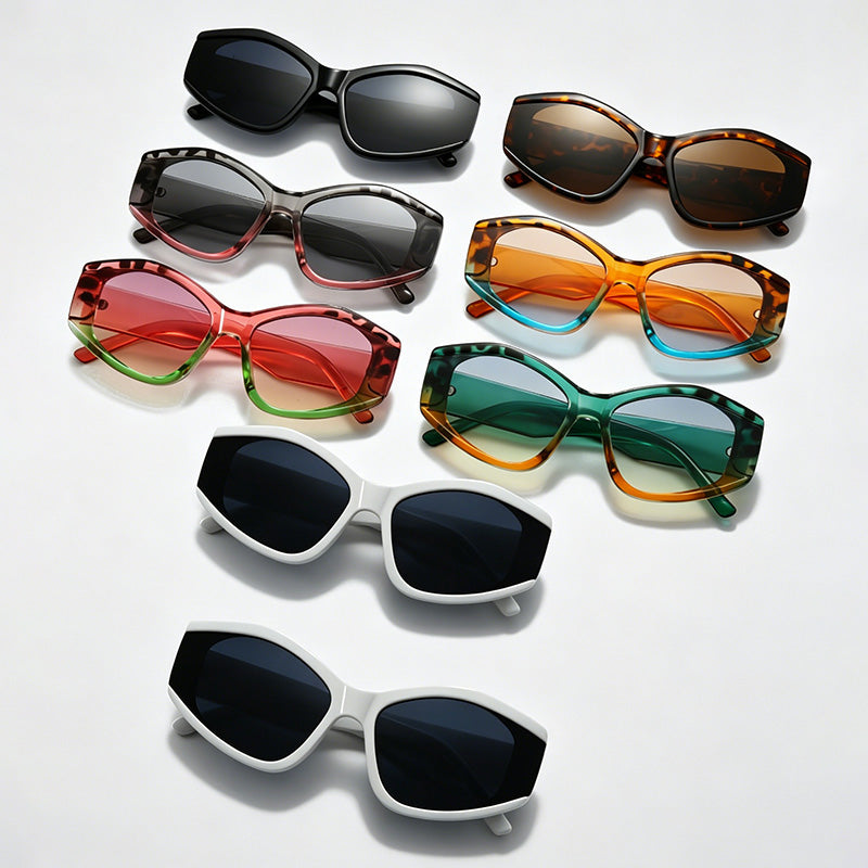 Gradient Translucent Multi-Sided Narrow Lens Sunglasses