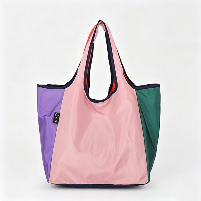 Multi-Color Patchwork Foldable Shopping Tote Bag