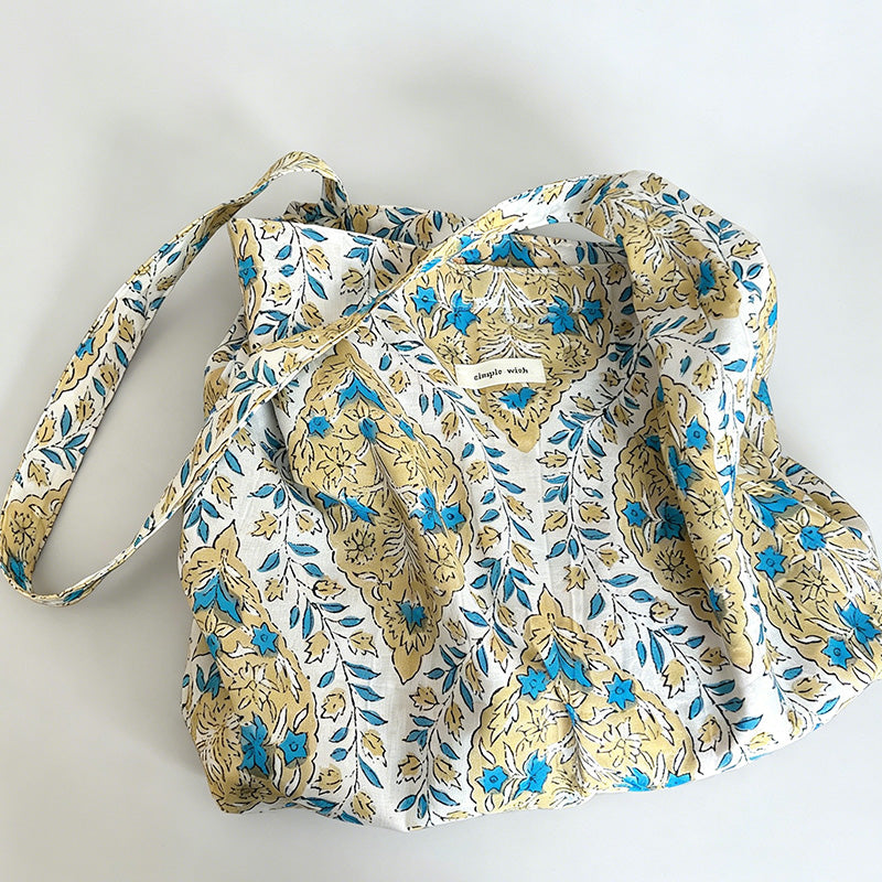 Modern Artistic Floral Print Cotton Tote Bag