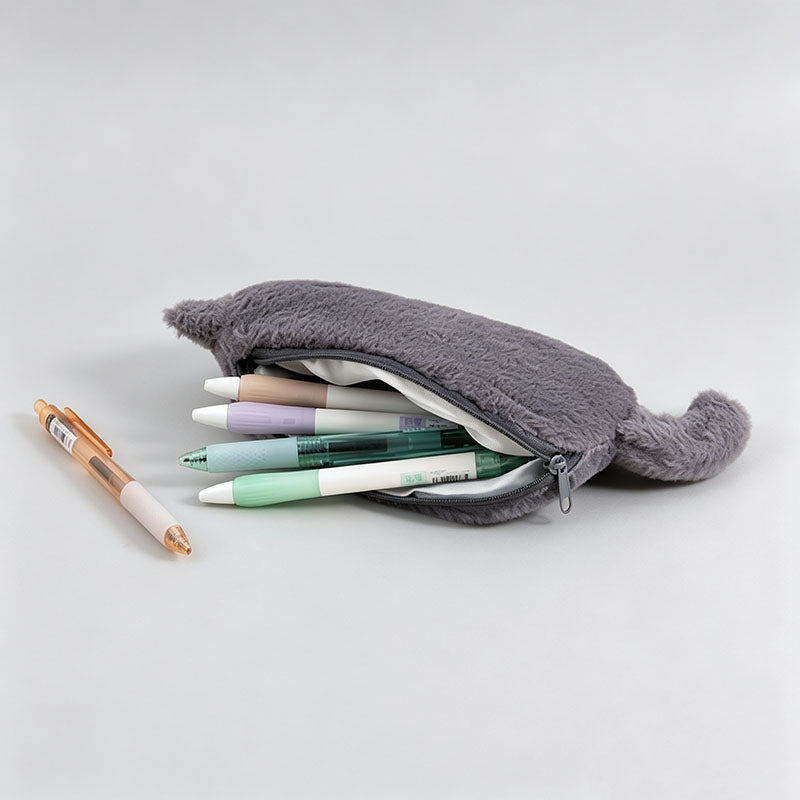 Cat Silhouette Plush Pencil Case