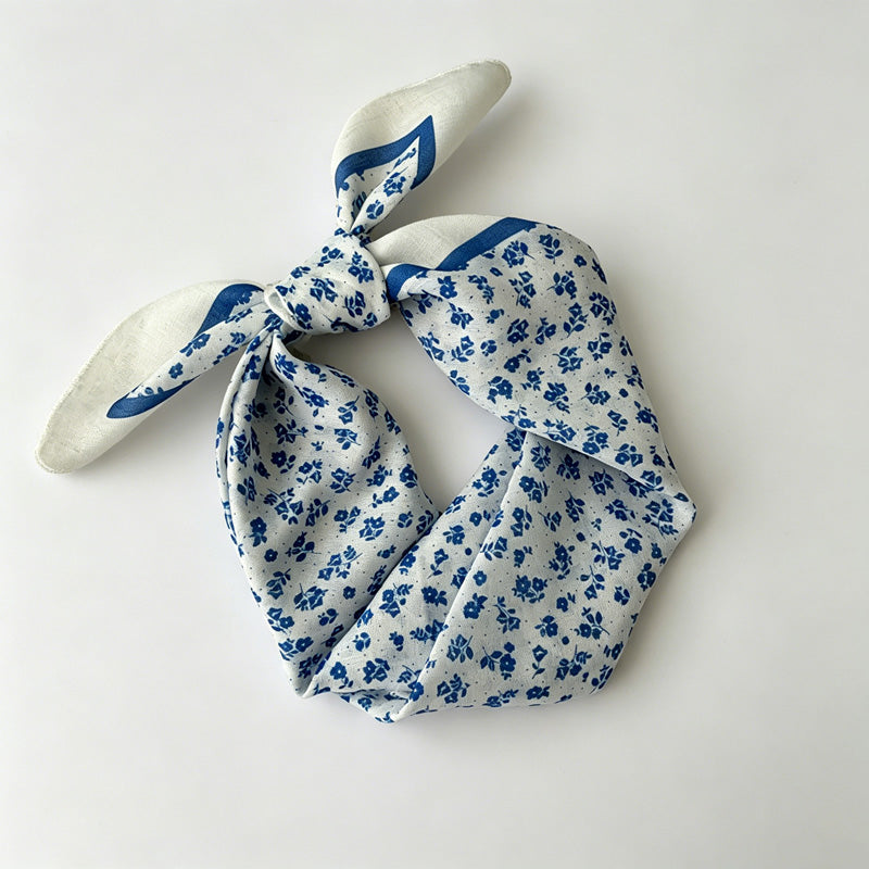 Blue Floral Print Bandana