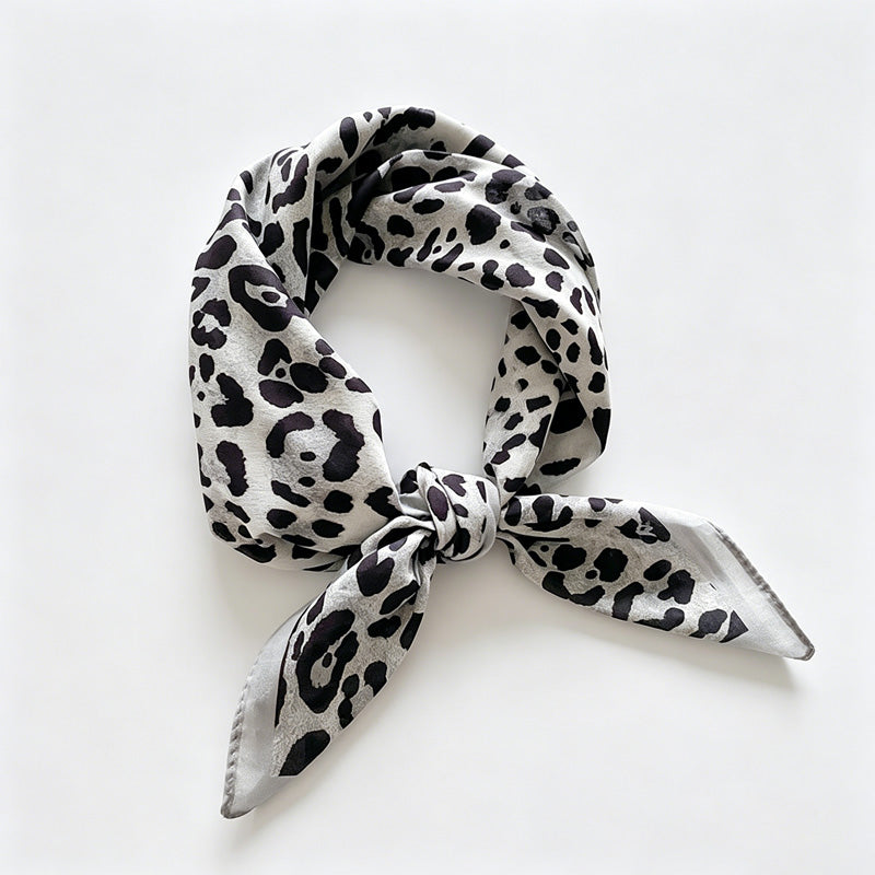 Leopard Print Square Bandana Scarf