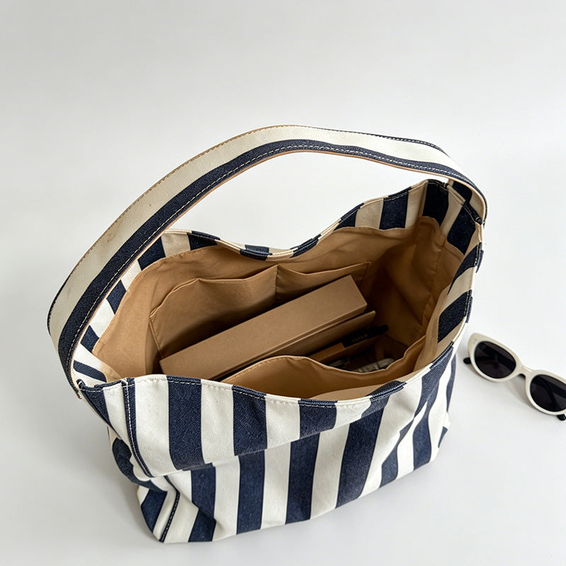 Stripe Drawstring Shoulder Bag
