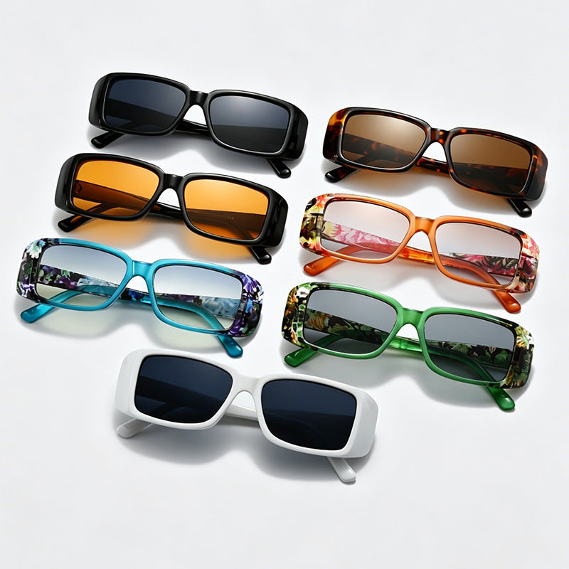 Chunky Thick Rim Narrow Rectangle Sunglasses
