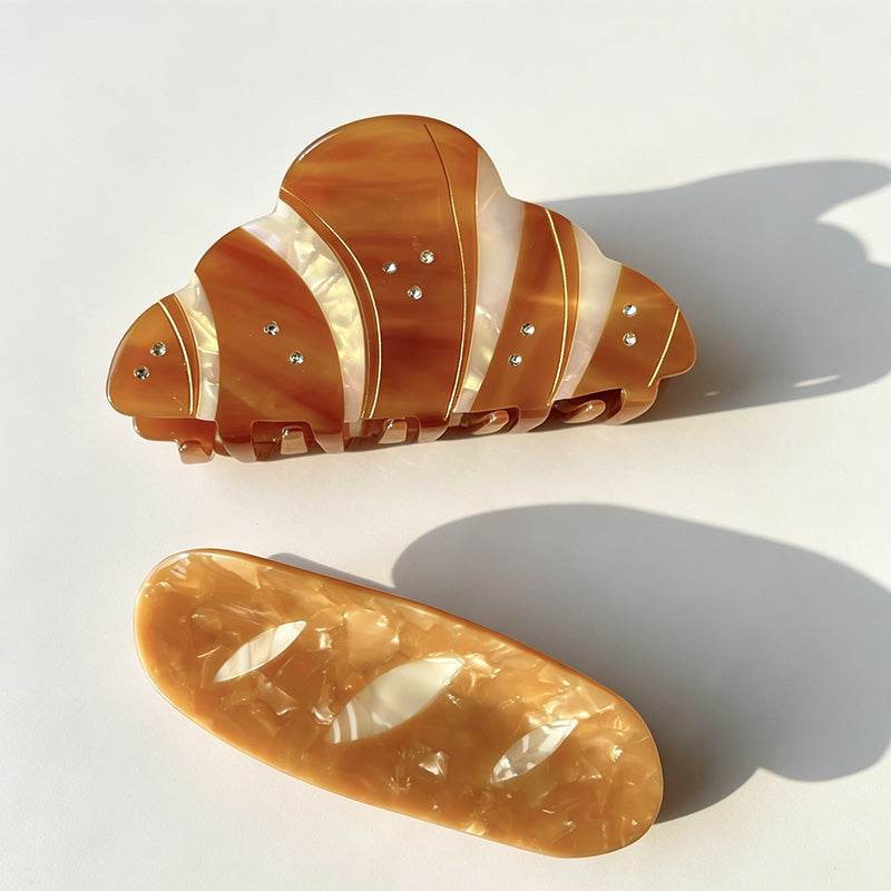 Croissant & Baguette Acetate Hair Claw Clip