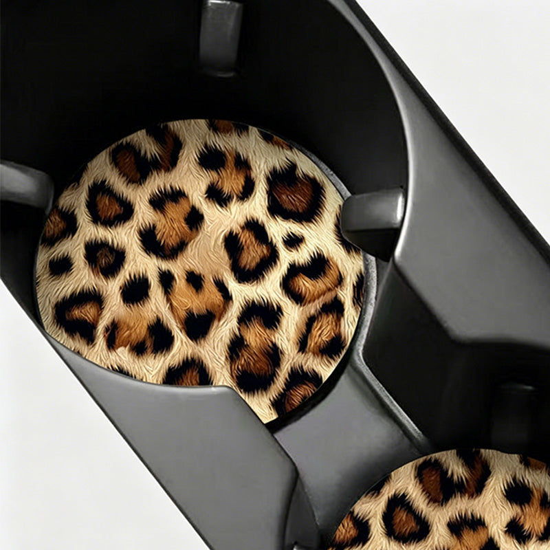Leopard Print Car Cup Coaster Pad