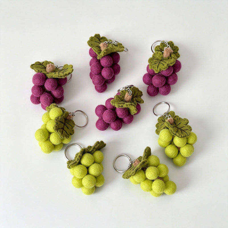 Grape Faux Wool Keychain