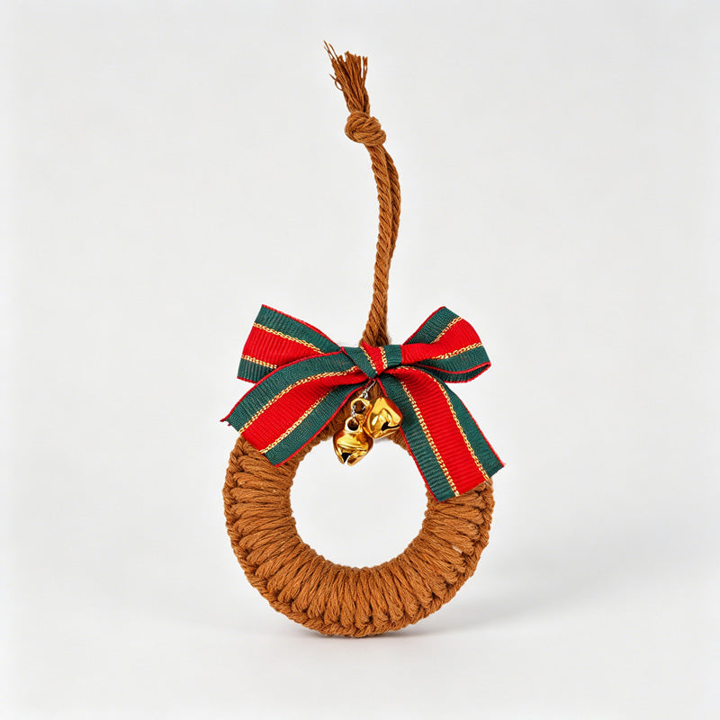 Hand Knitted Mini Wreath Ornament Hanging