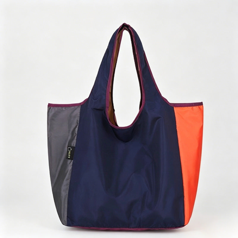 Multi-Color Patchwork Foldable Shopping Tote Bag