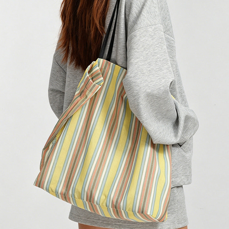 Large Capacity Striped Shoulder Bag