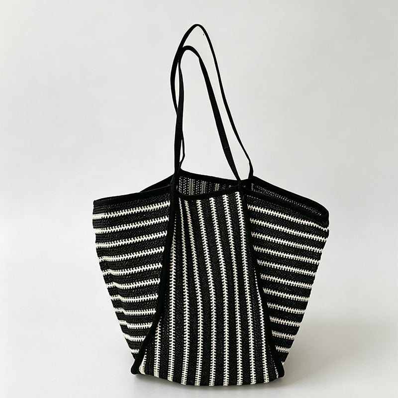 Striped Knit Tote Bag