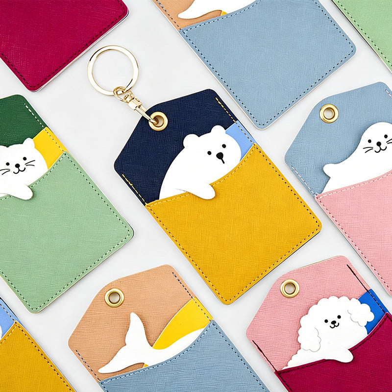 Lovely Peeking Cartoon Animal PU Card Holder