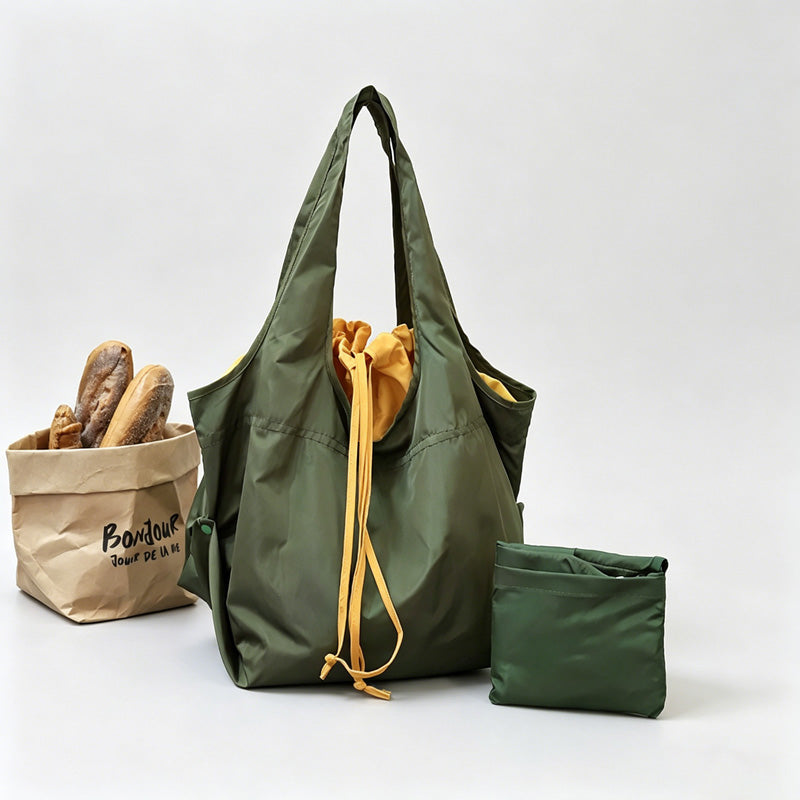 Color Drawstring Foldable Shopping Tote Bag