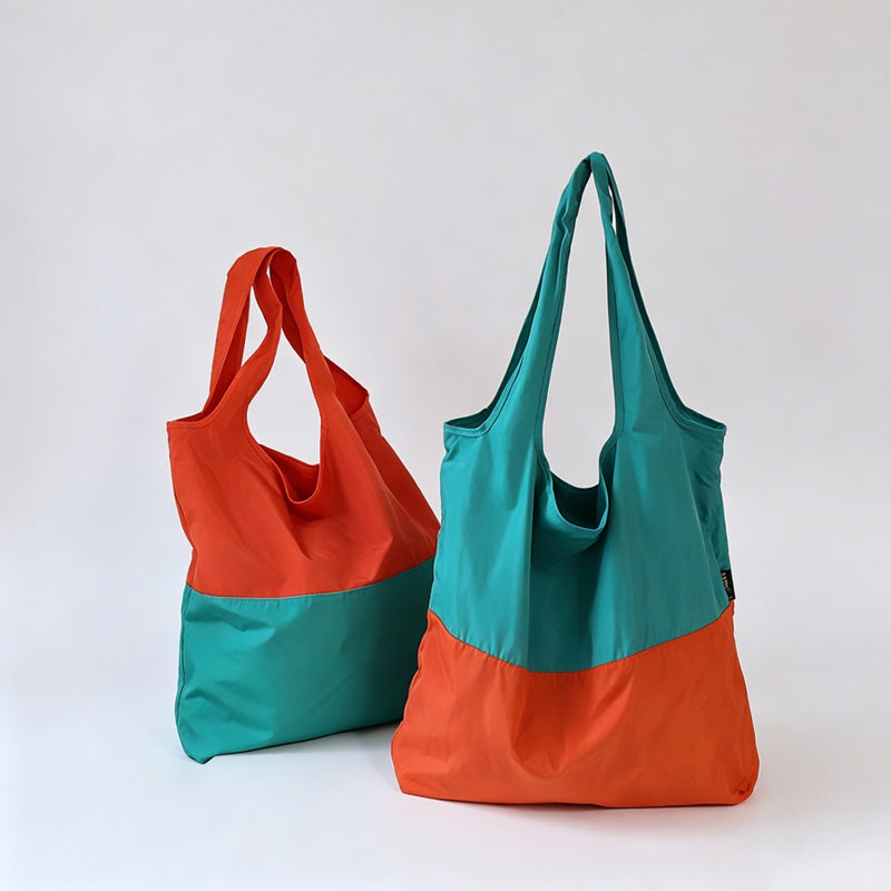 Two-Tone Spliced Foldable Shopping Tote