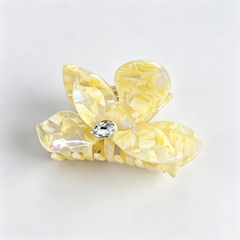 Iridescent Flower Rhinestone Hair Claw Clip