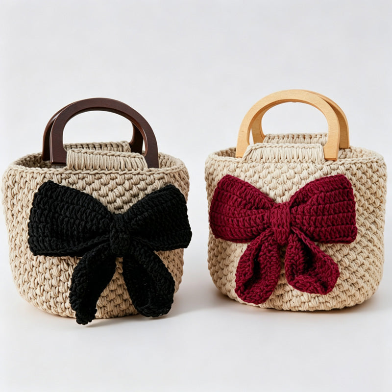 Bow Crochet Handle Bag