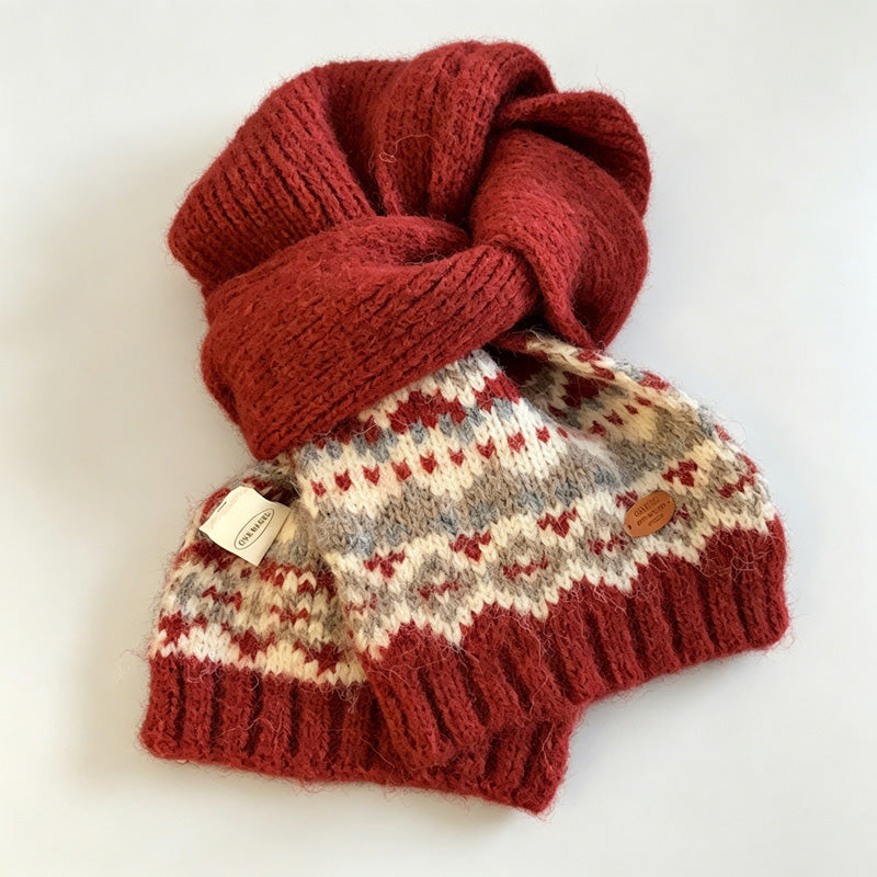 Nordic Pattern Knit Scarf