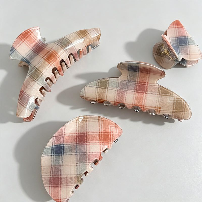 Checkered Acrylic Medium Hair Claw Clip