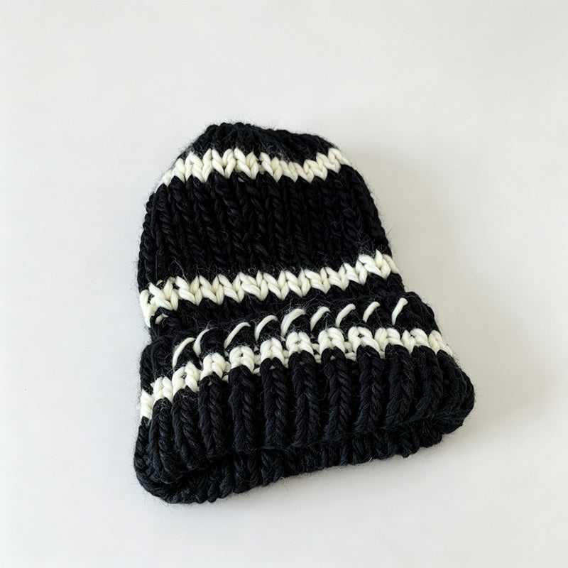 Striped Chunky Knit Beanie