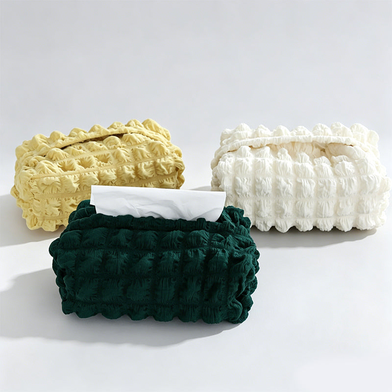 Bubble Grid Textured Fabric Tissue Storage Box