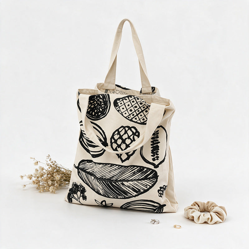Leaf Print Canvas Tote Bag