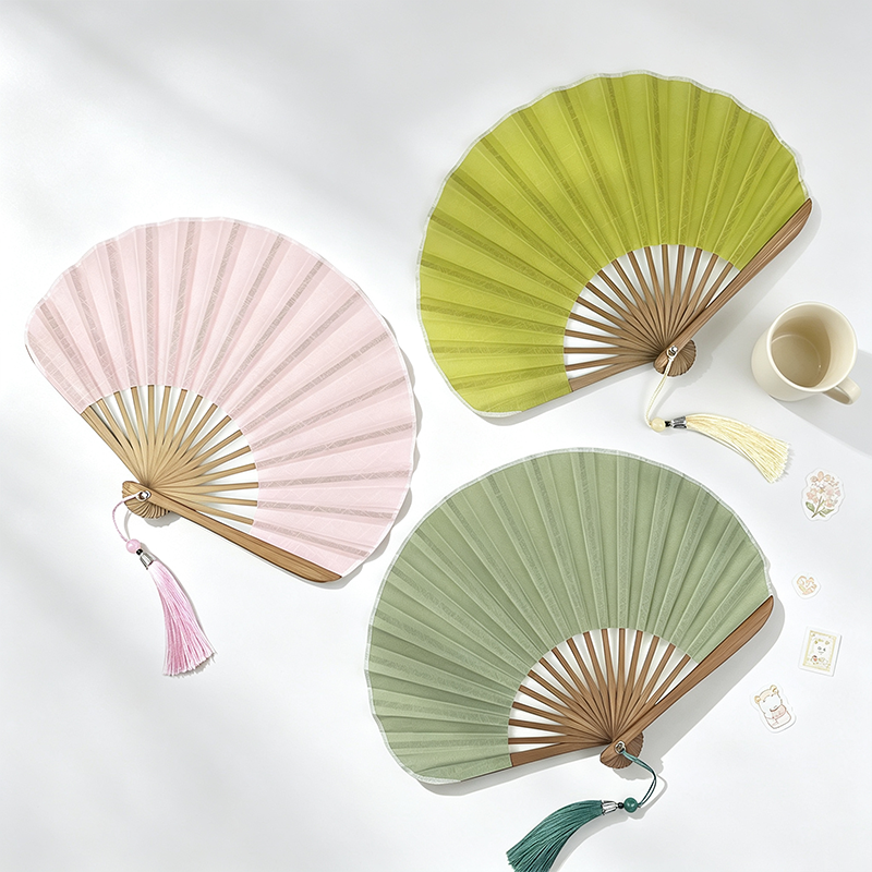 Linen Cotton Shell Shape Folding Fan