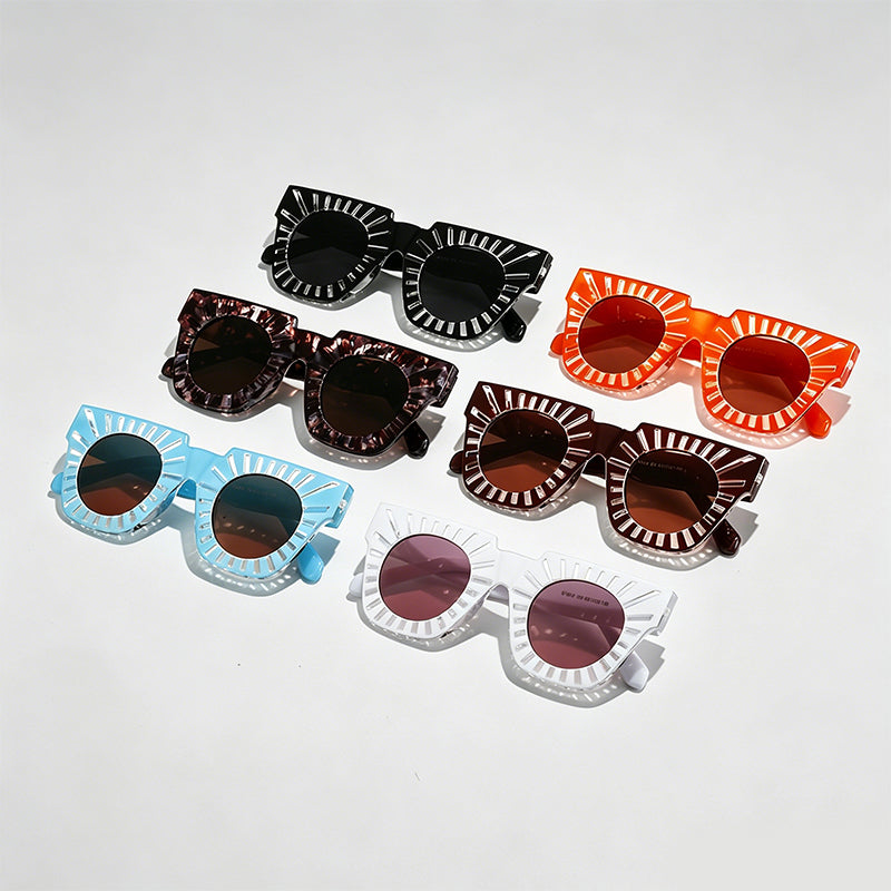 Sunburst Cutout Square PC Fashion Sunglasses