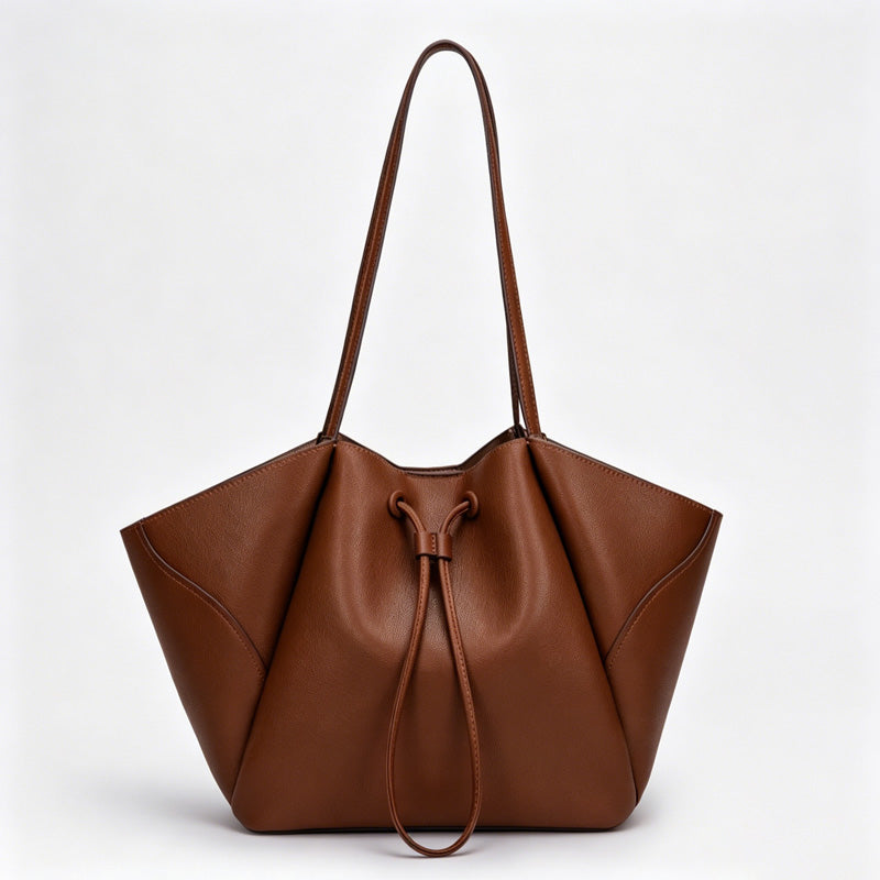 Faux PU Drawstring Tote Bag