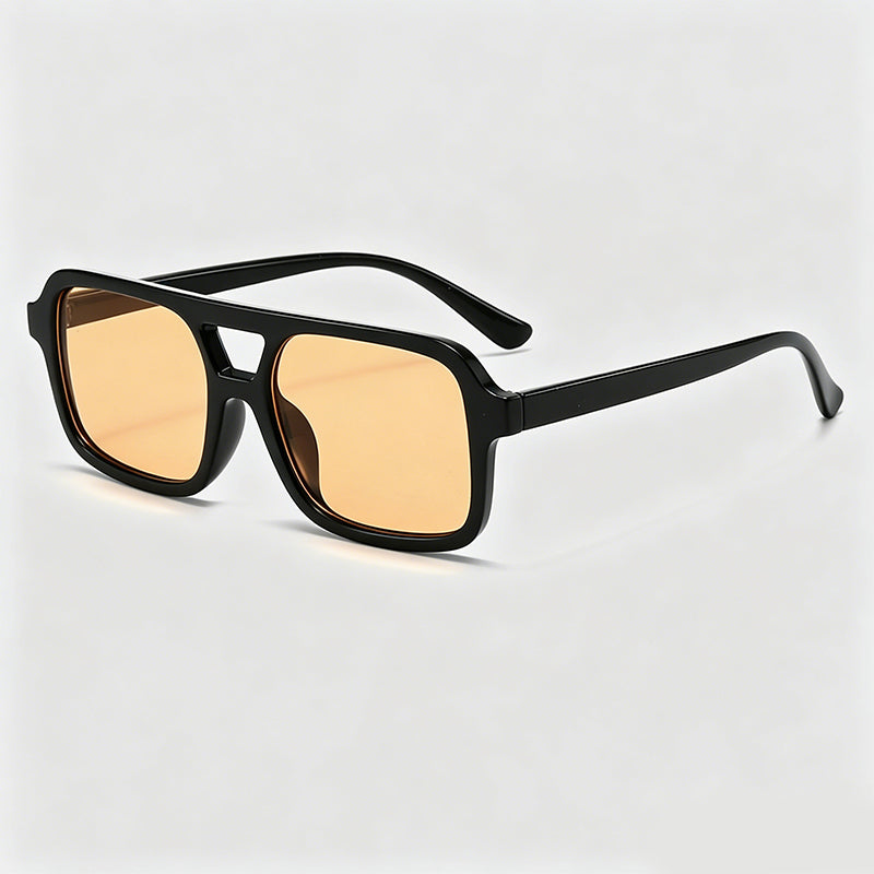 Double Bridge Rectangle Retro Pilot Sunglasses