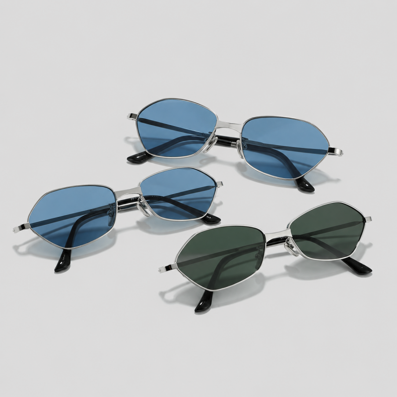 Slim Hexagon Metal Fashion Sunglasses