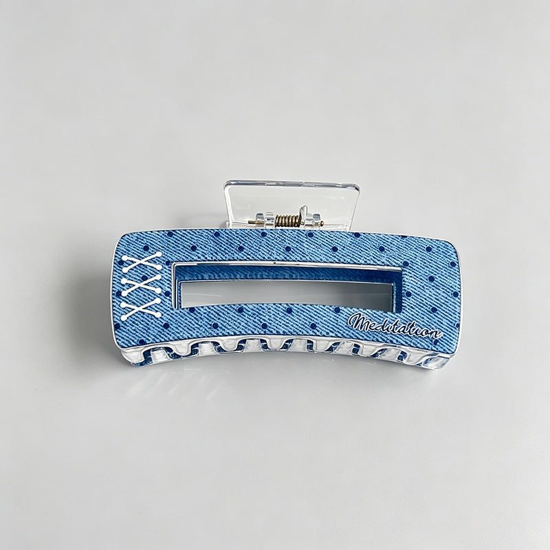Blue Heart Print Hair Claw Clips