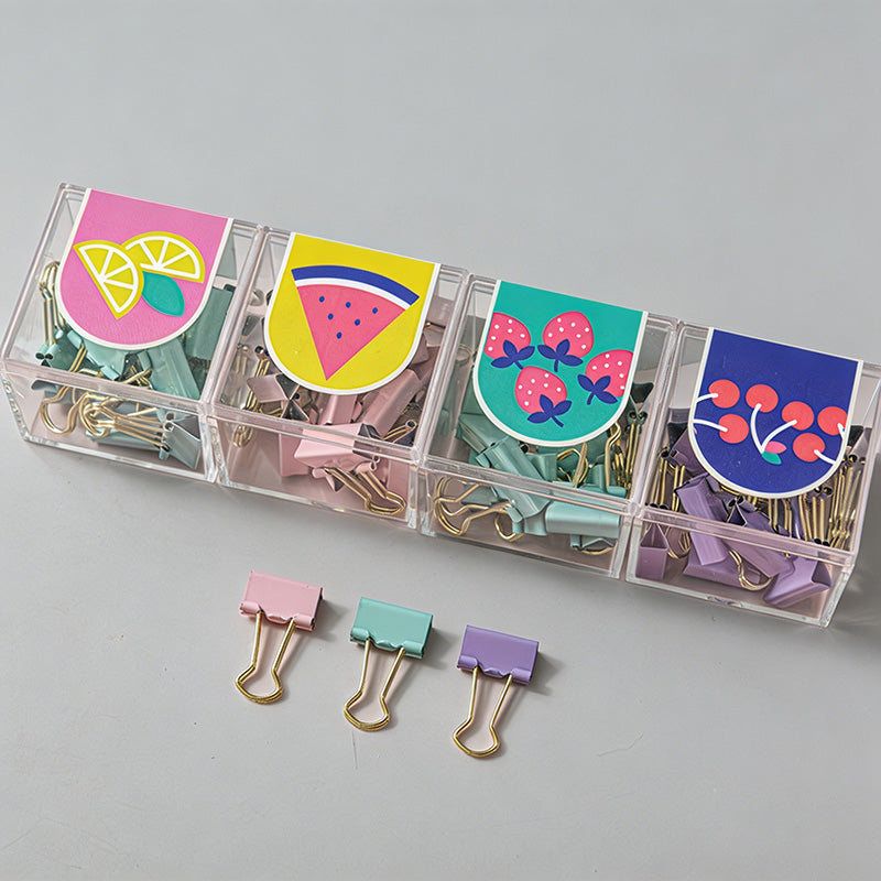Colorful Binder Clips With Golden Metal Handles