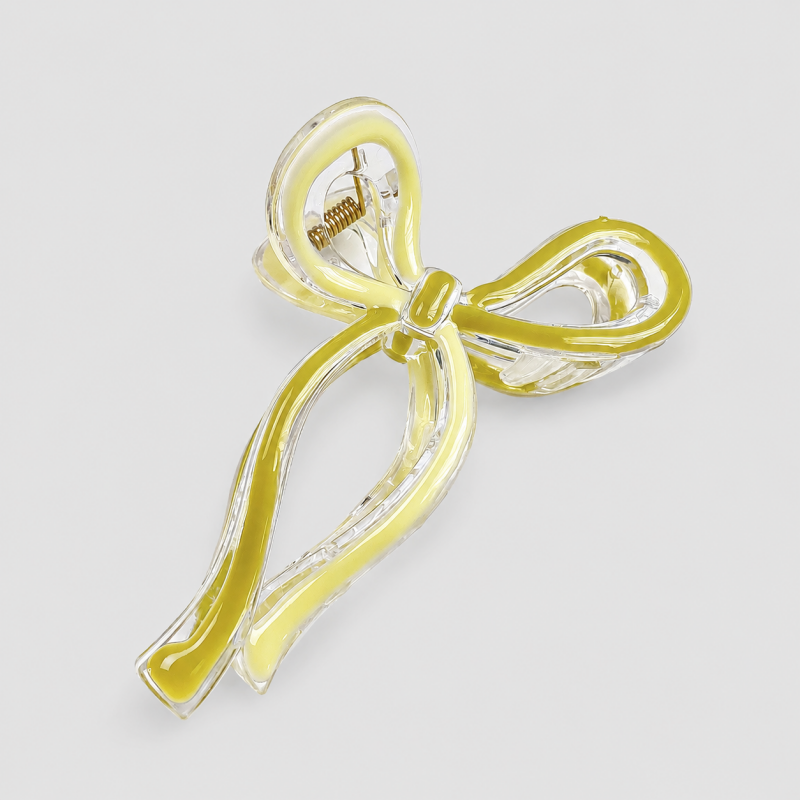 Two-Tone Transparent Bow Hair Claw Clip