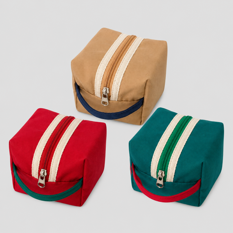 Everyday Color Block Striped Plush Pouch