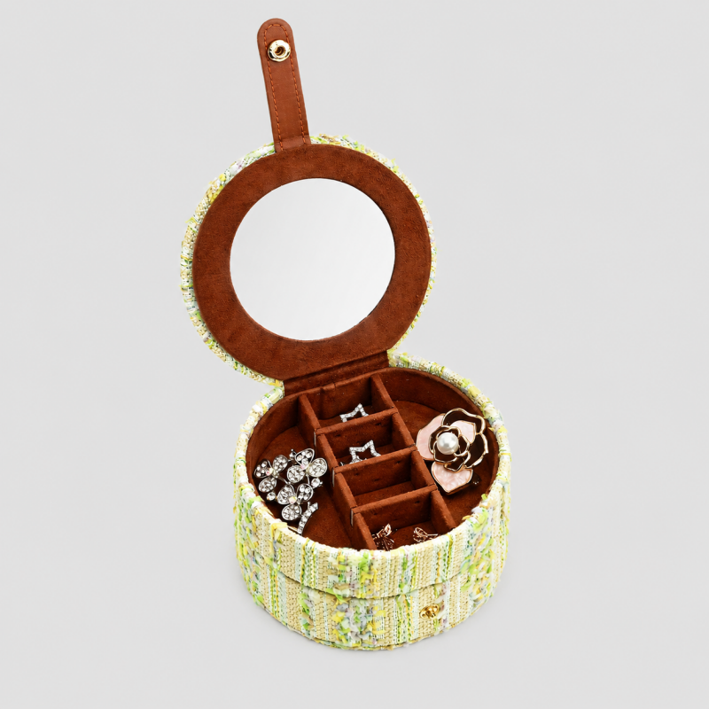 Tweed Round Jewelry Box