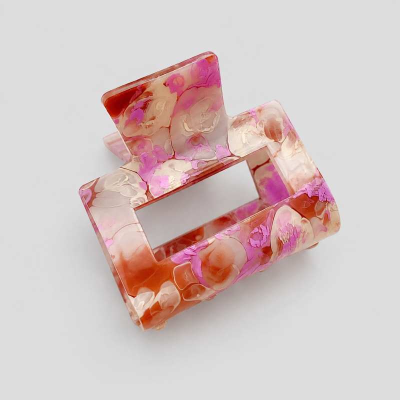 Mini Hollow Square Marbled Hair Claw Clip
