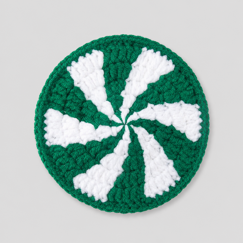 New Hand Crocheted Peppermint Candy Round Coaster