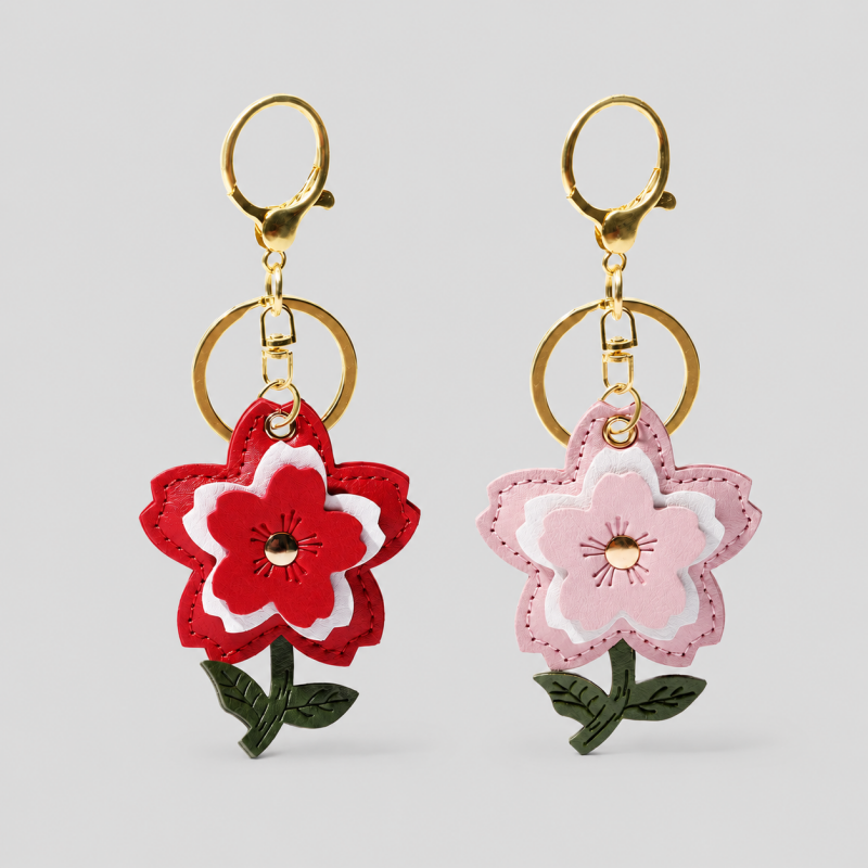 Fresh PU Faux Leather Sunflower Keychain